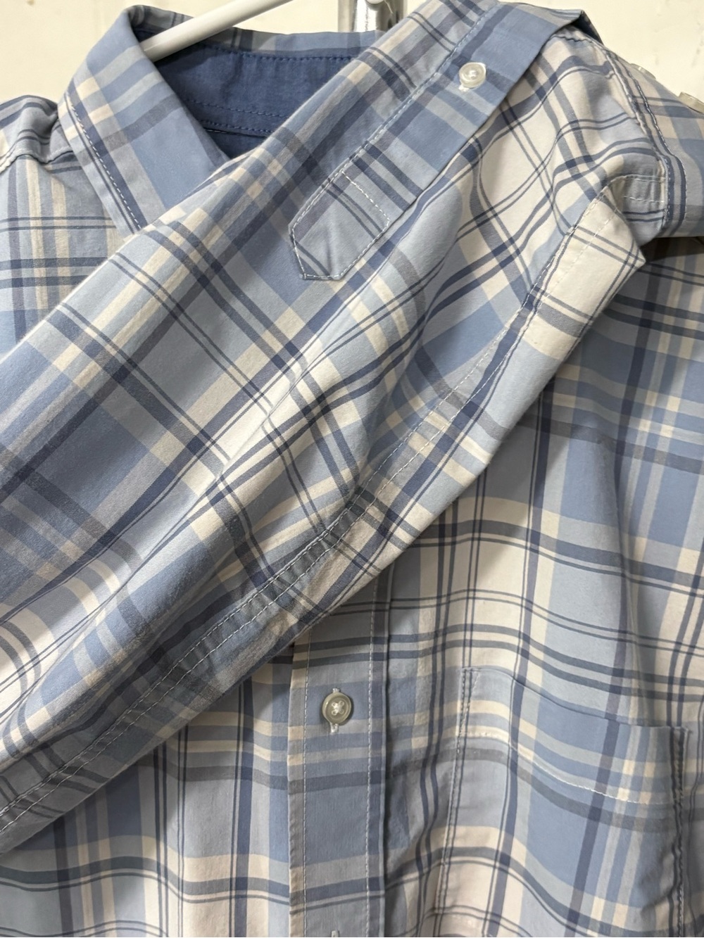 George Light Blue and White Plaid Button-Down Shirt